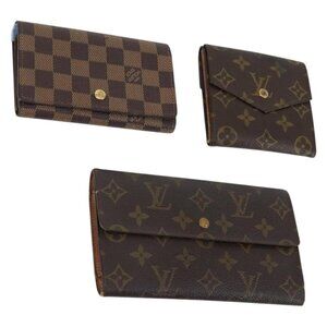 LOUIS VUITTON Monogram Damier Ebene Wallet 3 Set LV Auth bs31237